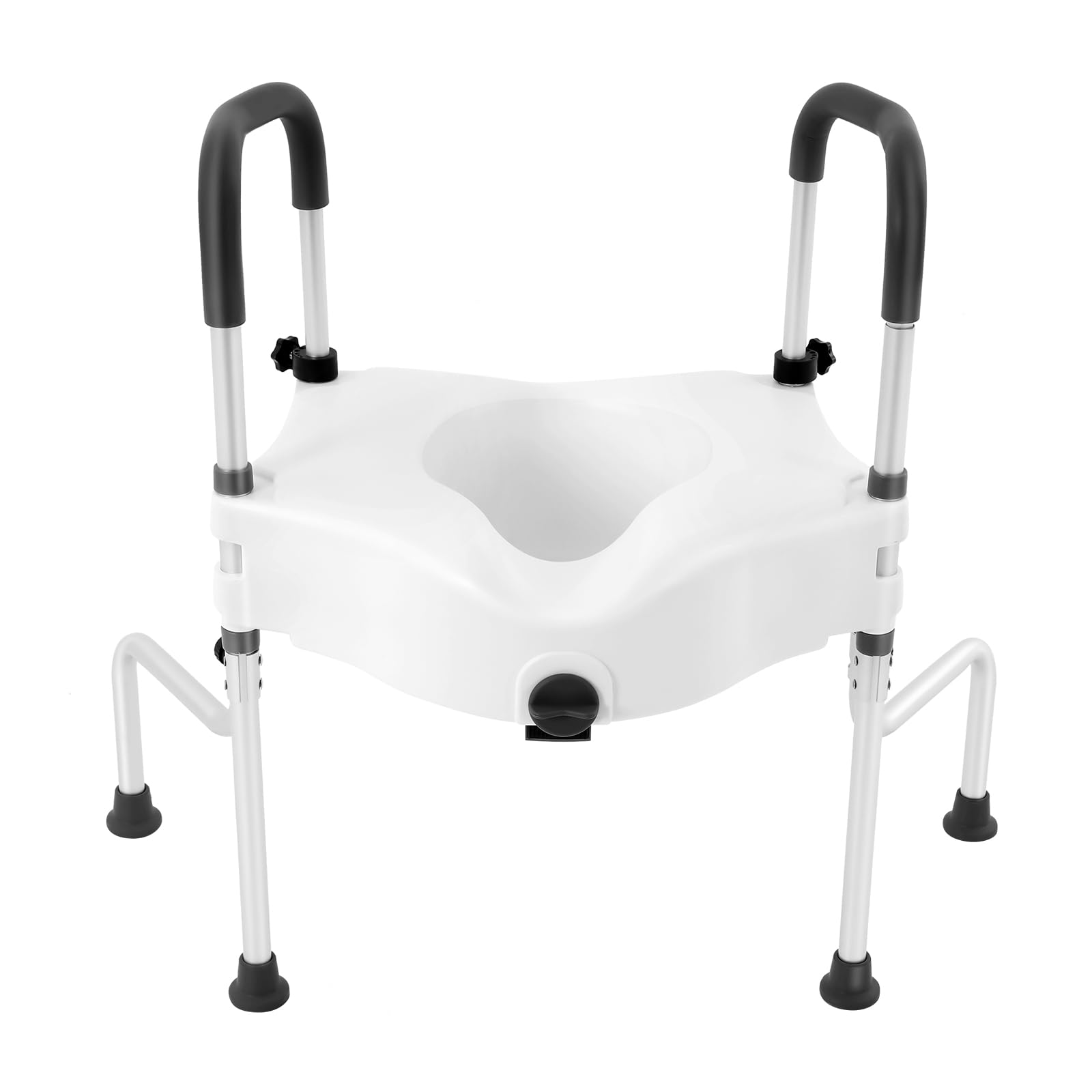 Rialzo per WC con braccioli, sedile WC rialzato con manici, rialzo per sedile WC con seduta imbottita, portata 150 kg, rialzo WC per anziani disabili, donne incinte