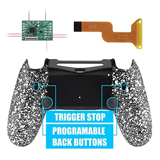 eXtremeRate DAWN2.0 Hülle Case Gehäuse&Mod-Chip&2 Rücktasten&2 Trigger Lock für Playstation 4 Controller JDM 040/050/055,FlashShot Trigger Stop Remap Kit für PS4 CUH-ZCT2 Controller(T-Weiß)
