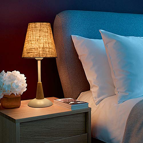 GUOCC luce da lettura vintage E27 Pulsante Switch Nordic Home Legno Lino Flax Tessuto Naturale Lampada da tavolo Camera da letto Desk Lampada da tavolo Creativa Semplicità creativa e moderno tavolo da - Image 4