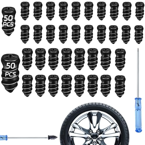 Auxilio Vial, Compra de libro digital kit para Parchar Llantas de Moto,100 Clavos de Reparación de Neumáticos,Clavo de Goma para Neumáticos Negra Reparación Neumáticos Coche con Destornillador...