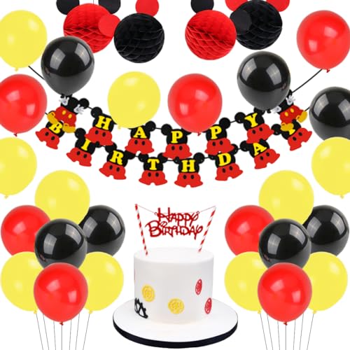 Decoraciones de cumpleaños de Mickey Mouse, bolas de nido de abeja de...