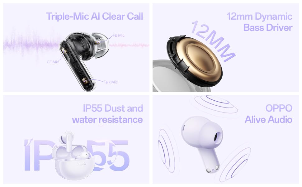 Image of OPPO Enco Air5 True Wireless Noise Cancelling in-Ear Earbuds Black