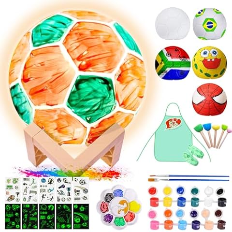 ONLYFUN Paint Your owm Football lamp - DIY Soccer Painting Set Craft Set for Painting and as a Night Light, Gifts for Girls, Ideal Toys and Gifts for Children Aged 3 4 5 6 7 8 9 10 11 12 and Over Cover
