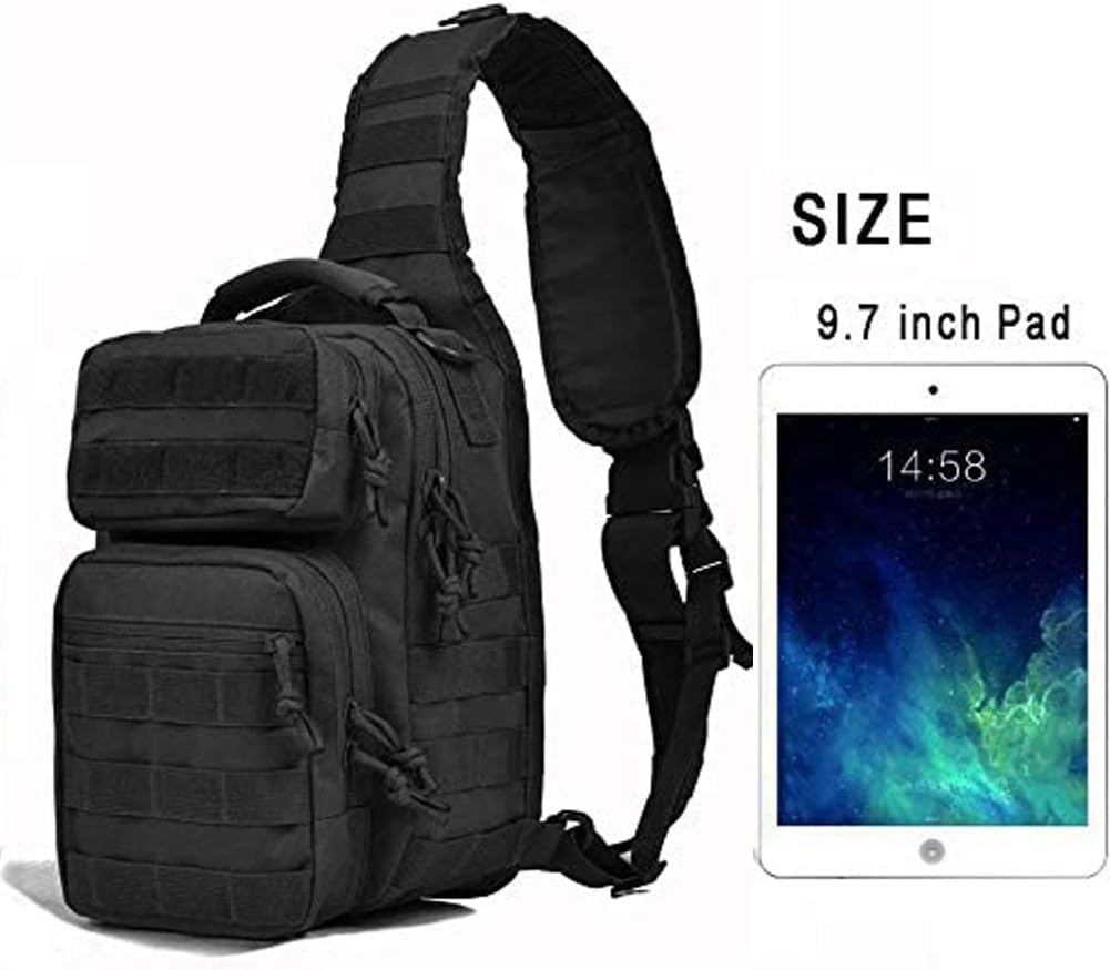 REEBOW GEAR Tactical Sling Pack for Men Military Single Shoulder Backpack Outdoor EDC Range Bag (Style 01-Black) - Image 5