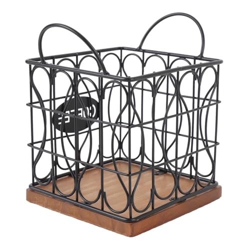 Organizador de Soporte para Cápsulas de café de Gran Capacidad, Cesta de Almacenamiento de Metal Resistente con Base de Madera, Mantiene la Encimera Ordenada, Fácil Acceso para