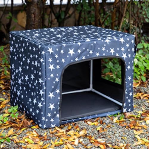 野良猫・犬用 ペットハウス 猫用ベッド 猫用ベッド 屋外防水 保温防寒 防水 防風 冬の防寒 ファッション 屋外小屋 通気性 耐摩耗性 猫用シェルター 冬季専用 (ブルーファイブスター)