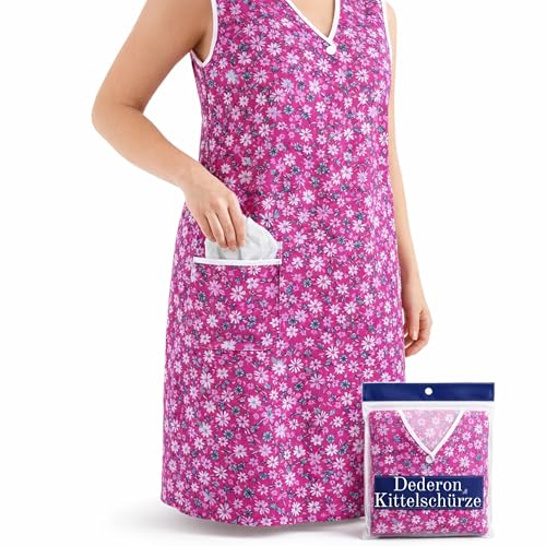 Dederon Schürze Kittel 40 Dünner hygienischer & pflegeleichter Stoff ca. 100 cm lang Mit Taschen & durchgehender Knopfleiste