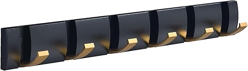 Miniatura 6 de Perchero montado en la pared con 4 ganchos, 12.5 pulgadas negro dorado moderno resistente ganchos de pared para colgar abrigos, sombreros, bufandas,