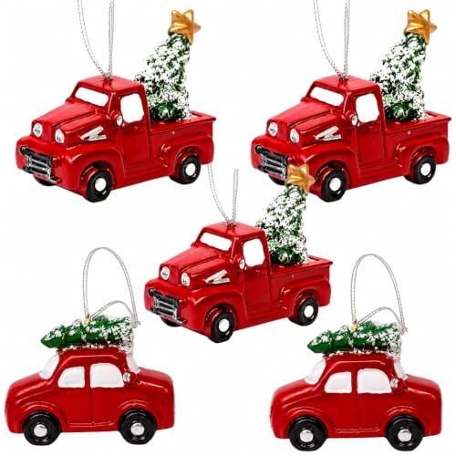Vintage Red Truck Christmas Ornaments - Set of...