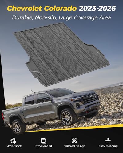 Image of 3W Chevy Colorado & GMC Canyon 2023-2026 Truck Bed Mat, TPE All Weather 5FT | TPE All-Weather Liner Traps Mud & Spills, Covers Bed, Floor & Cargo For Colorado & Canyon