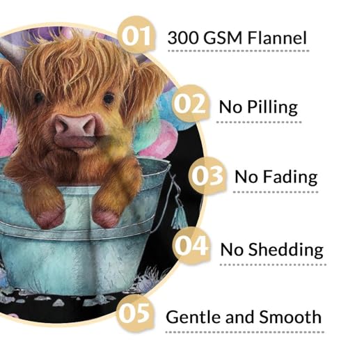 Personalized Highland Cow Blanket Gifts with Name - 40x50 Inches Cute Throw Blanket for Girls - Colorful Soft Fuzzy Blankets for Bed, Couch & Living Room