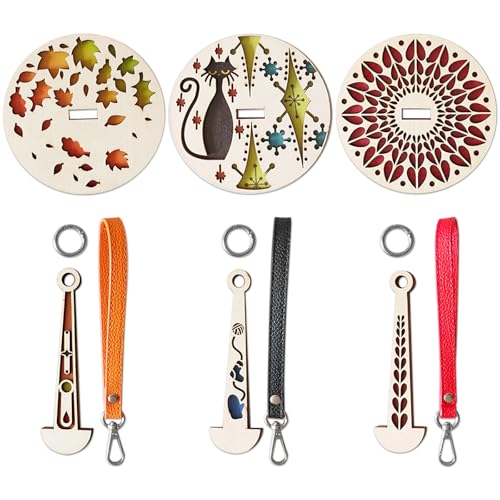 VEOUNDK 3 PCS Portable Wrist Yarn Holders Wooden Yarn Carrier Yarn Spinner for Carrying Yarn On The Go Knitting Supplies for Compilation Enthusiasts