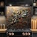 Tempered Glass Backsplash for Kitchen, Olive Branch Copper Design Glass Backsplash, Copper Look Backsplash for Kitchen Wall, Rustic Kitchen Backsplash, Easy to Install Stove Backsplash