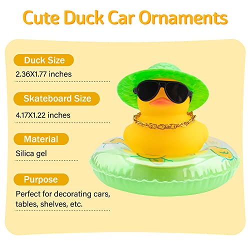 Image of wonuu Car Rubber Duck, Yellow Duck Decoration Dashboard with Sun Hat Swim Ring Necklace Sunglasses for Car Dashboard Decorations