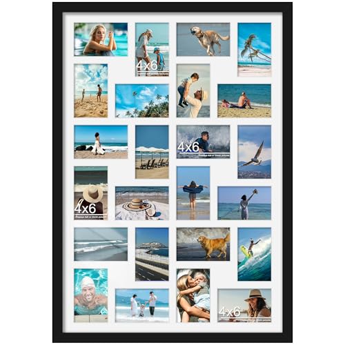 Image of DUENPY 22x32 Collage Picture Frame 4x6 Picture Frames Collage Wall Decor Displays twenty four 4x6 inch Photos Available Horizontal Wall Mounting Display and Vertical Black