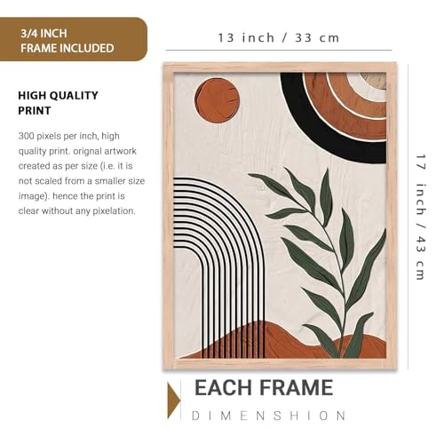 Image of kotart Boho Painting Wall Art Home Decoration Paintings With Frame For Living Room Bed Room Hotel Wall Decor Digital Reprint Set of 3 (13X17 inch)