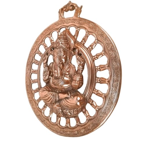 Image of Apka Mart The Online Shop Ganesha Round Wall Hanging | Metal Alloy Religious Wall Art for Pooja Room & Home Entrance | Diwali & Ganesh Chaturthi Gift - 17 Inch (46 cm)