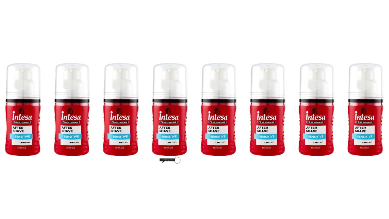 8x Intesa Pour Homme After Shave Sensitive, Beruhigendes Balsam, 100 ml,+ Italy Shop Service Kostenloser Schlüsselanhänger