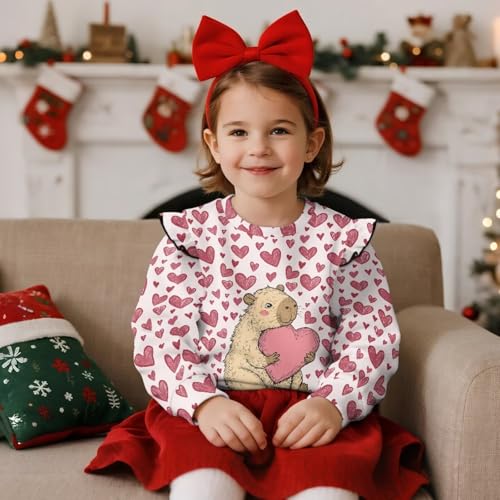 Girls Sweatshirts Toddler Baby Cute Ruffle Long Sleeve Crewneck Pullover Tops Casual Sweatshirt Size 1-8 Years2