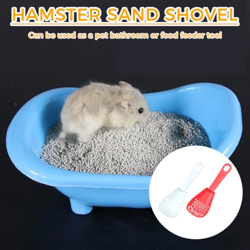 Image of Hamster Sand Bath Scoop for Small Pet, 2Pcs, Red+White | Dust-Free, Odor Control Small Pet Care