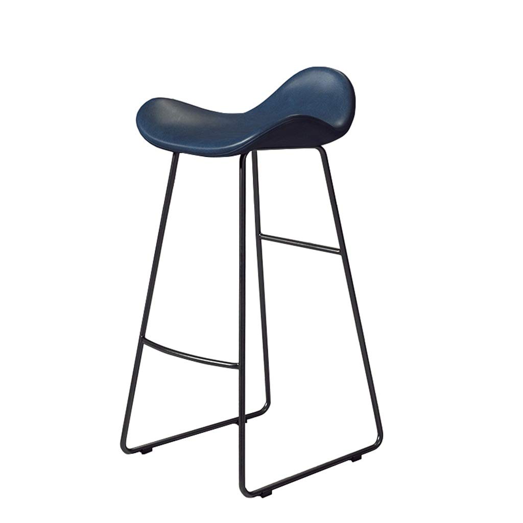 Siège en PU bleu Moderno Bar avec dossier haut et base en métal