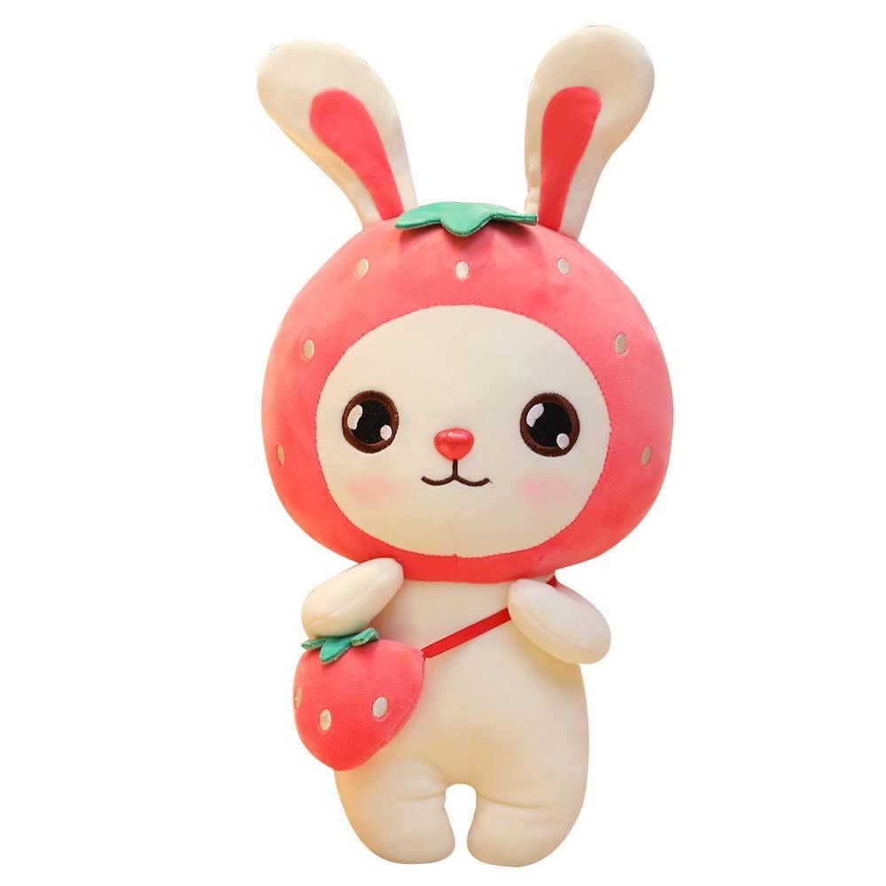 Bunny Plush Pillow Toy Bunny Stuffed Animal Fruit plushie Cute Bunny Rabbit plushies Toys Gifts for Kids Girls boy Small Large with Long Ears 11.8'' (Strawberry Bunny)