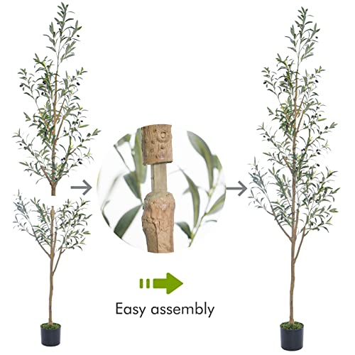 7.6Ft (92'') Olive Tree Tall Artificial Plants For Home Decor Indoor, Fake Potted Olive Silk Tree For Modern Home Office Living Room Floor Decor Indoor #TOP6
