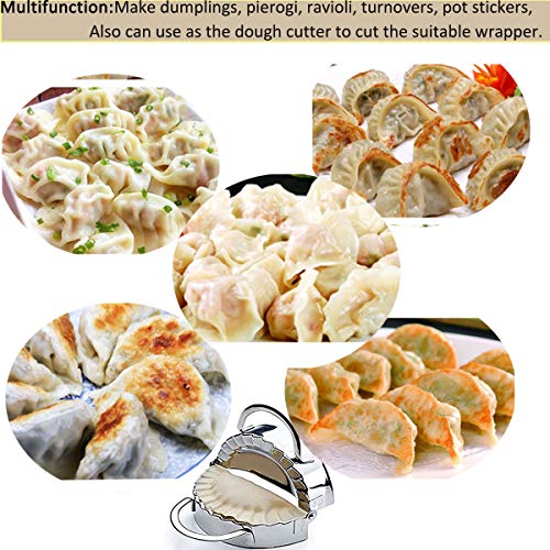 Stainless Steel Dumpling Maker Empanada Press Wraper Dough Cutter Pie Ravioli Dumpling Mould Kitchen Accessories-SYSAMA Eco-Friendly Pastry Tools (2pcs large dumpling maker+ 1 Pastry Cutter)
