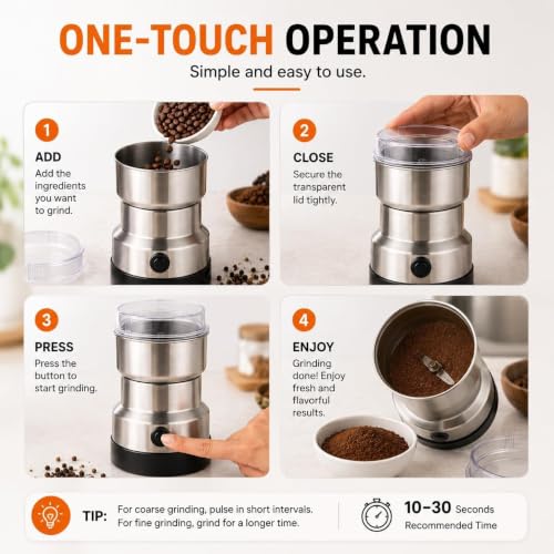 Image of KASHTHABHANJAN PHARMA Nima Mixer Grinder Smash Machine Stainless Steel Multifunctional Electric Grinder & Chopper Dried Spice Hurbal Masala Coffee Beans, Nuts & Grains (Silver)