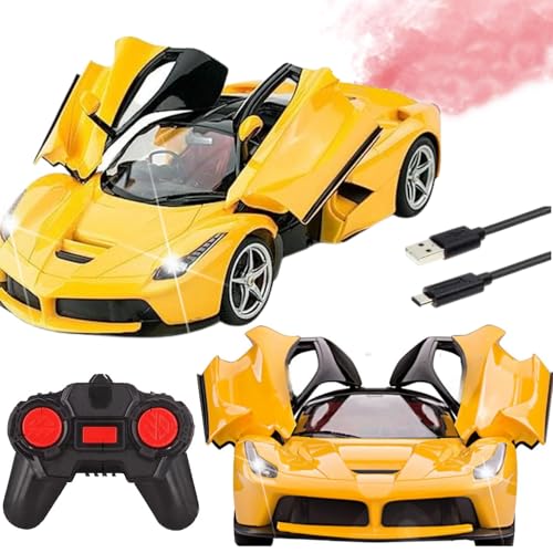 Image of SUPER TOY Open Door Remote Control Car for Boys 3-14 Years High Speed Sports RC Car Spray Booster Rechargeable Toy for Kids with Charging Cable Birthday Gift