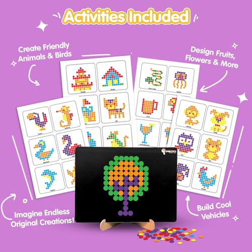 Image of Popcorn Circle Puzzle for Kids for Age 5+ Years, Magnetic 200 Foam Wonder Puzzles, Imagination Shape, Animals, Fruits, Flowers, with Display Stand, Creative, Educational Activity for Kid