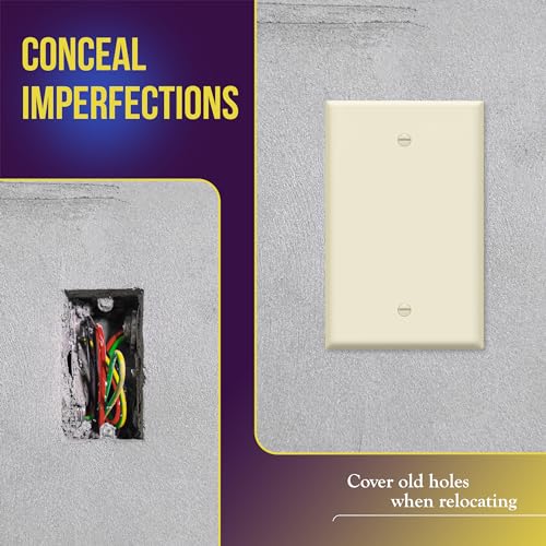 Image of ENERLITES Blank Device Wall Plate, Gloss Finish, 1-Gang 4.88 inch x 3.11 inch, Mid-Size, Unbreakable Polycarbonate Thermoplastic, UL Listed, 8801M-LA, Light Almond (Pack of 1) | Medium size 4.88 inch x 3.11 inch, cover unused electrical box /outlet /switch, unbreakable polycarbonate, UL-listed, easy to install