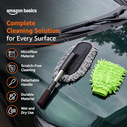Image of Amazon Basics Duster & Hand Glove for Interior & Exterior Car Care-Combo of 2 (Multicolor)