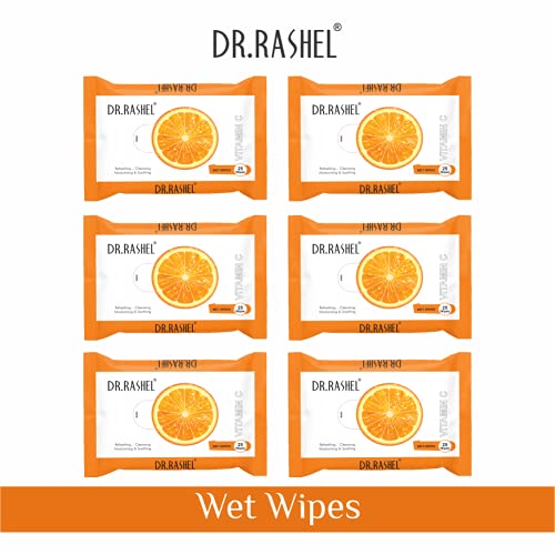 DR.RASHEL Vitamin C Pack of 6 Face Wipes, Boosts Skin Oxygen, Clear Dirt, Remove Makeup - Image 2