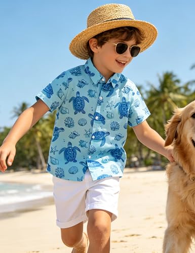 Image of Boys Hawaiian Shirt Kids Button Down Aloha Beach Hawaii Tops 5-14Y