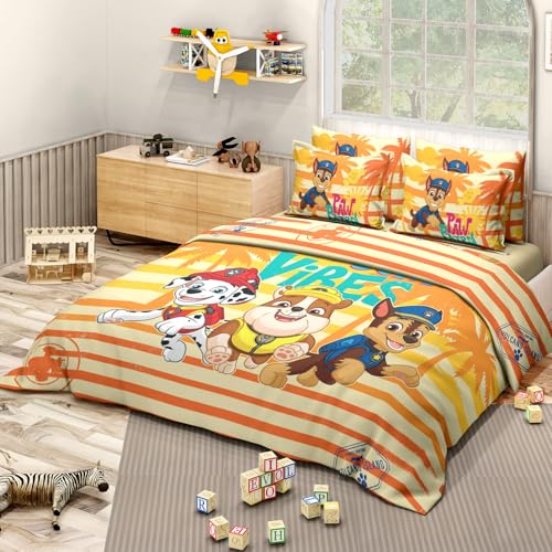 Image of Sassoon Paw Patrol Pawsome Digital Printed 100% Cotton Bedsheet with 2 Pillow Covers in 300TC