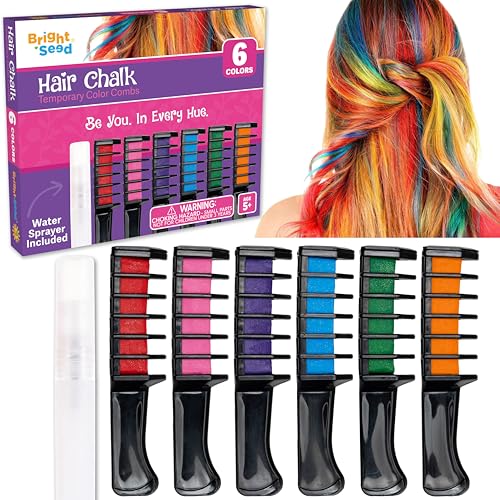 Bright Seed Hair Chalk For Girls Washable, Temporary Hair Color, Paint & Dye for Kids, Makeup Kit of...