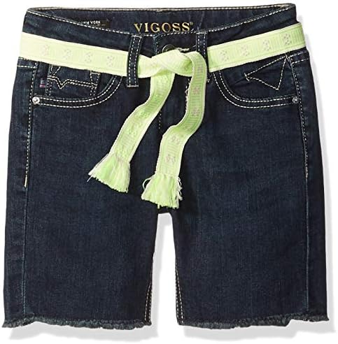 VIGOSS Girls' Big Bermuda Short, Belted Rinse Dark, 8