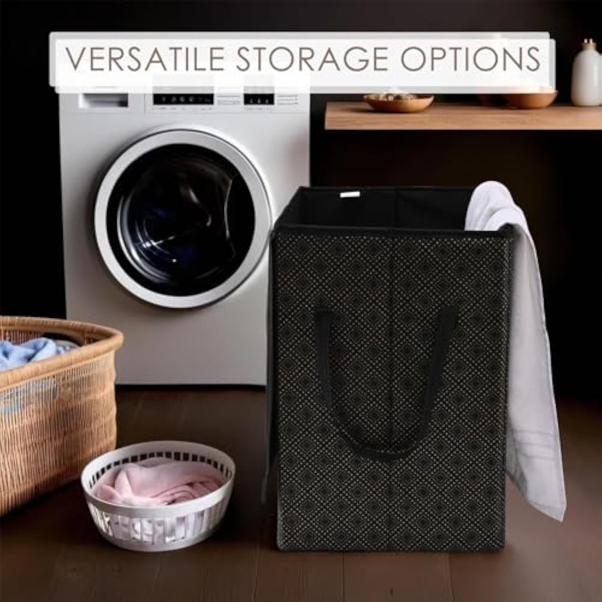 75L Non Woven Clothes Basket for Toy Storage, Foldable Laundry Bag