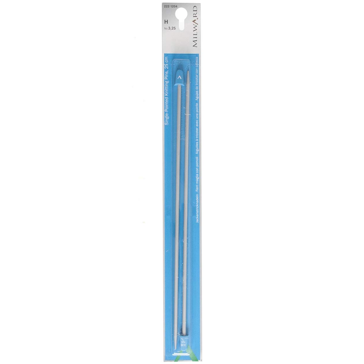 MILWARD 2221204 Single Point Knitting Needles, 25cm, Silver Grey, 3.25mm