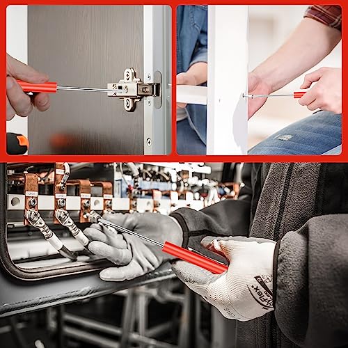 Image of 12 Pieces Pocket Screwdriver Mini Tops And magnetic pocket screwdriver with A Single Blade Head for Mechanical, Electrician (Red)