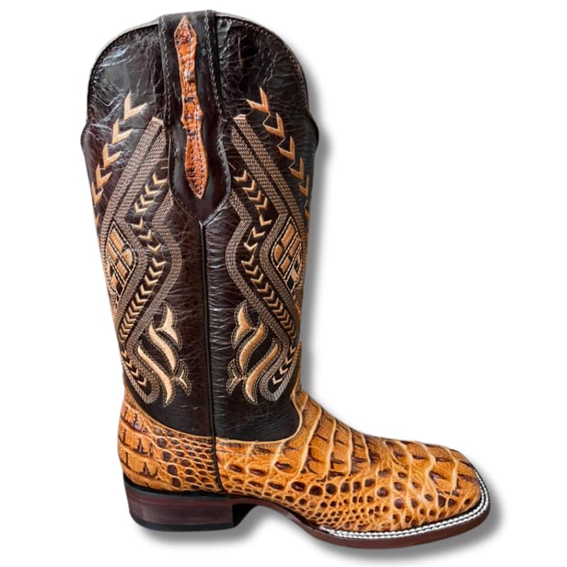 Men's Exotic Pattern Western Cowboy Slip-On Square Toe Boots in Leather-Alex Series Snake, Caiman & Ostrich Styling bota de vaquero para hombre3