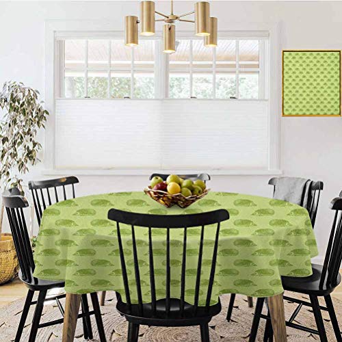 Mantel redondo de 137 cm de diámetro, diseño de mamíferos australianos que van a direcciones opuestas, color verde lima y pistacho, de poliéster, para mesa de cocina, comedor, restaurante, banquetes.