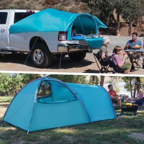 EighteenTek Truck Bed Tent Pop Up - Portable Outdoor Tents for Camping - Waterproof PU2000mm Double Layer Camper Shell Adjustable for 5-8 Ft Pickup Truck Bed