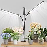 GooingTop Grow Light LED Gooseneck Lamp,Triple-Head Full Spectrum 222 LED Plant Lamp with Red Blue Light Clip-on Desk for Indoor Plants Growing,Diming & Auto Timer