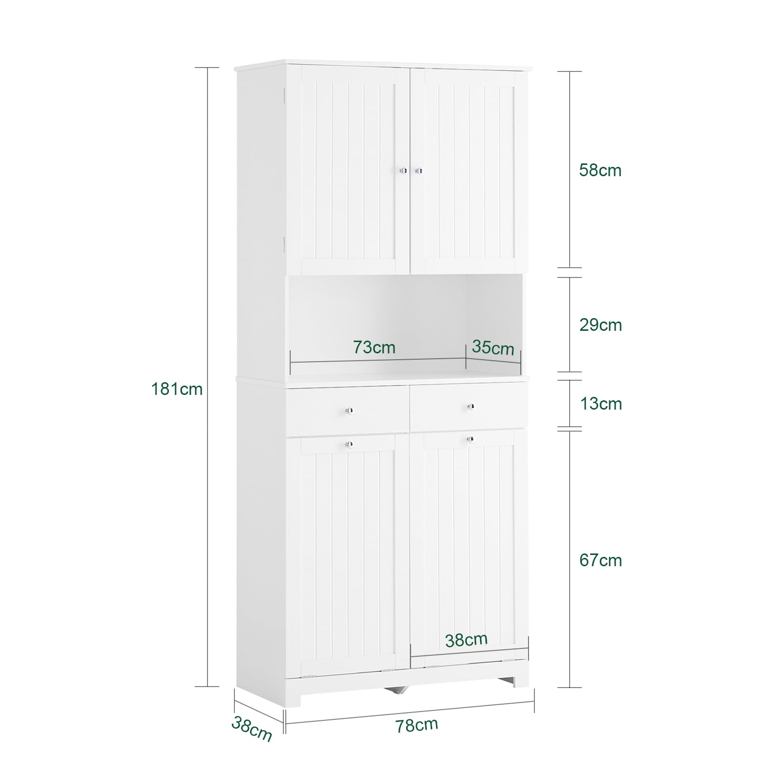 SoBuy Mobile Bagno Salvaspazio con 2 Cesti Portabiancheria e 2 Cassetti Colonna Bagno Stretta 78x38x181cm Armadietto con Ripiano Aperto e Vano per Famiglie e Piccoli Spazi BZR215-W