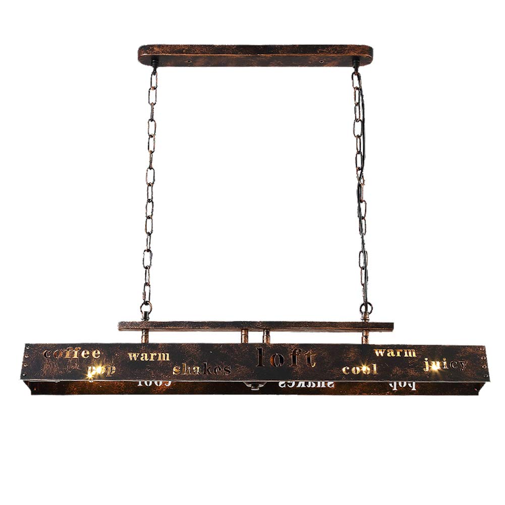 Aimaisen Light Retro Pendant Loft Creative Iron Hollow Text Decor Hanging Vintage Industrial Loft Chandelier E27 Ceiling Ing For Restaurant Bar Cafe Dinning Room
