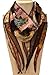LRW DESIGNS - Women’s Earth Colored Handmade Oblong Patchwork Scarf made from Recycled Sari Fabrics, Embroidered Quilt and Black Tulle with Tail Accents