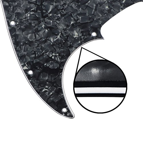 Fleor 4Ply Jazz Bass Pickguard Guitar Scratch Plate For 4 Strings Usa/Mexican Standard Jazz Bass Modern Style, 2Pcs White & Black Pearl #TOP3