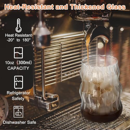 530ml Bubble Gläser mit Strohhalm, 4er Set gerippte Wave Gläser – Bild 3